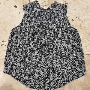 Who What Wear Black & White Print Sleeveless Cami Tank Blouse Sz. Large NWOT